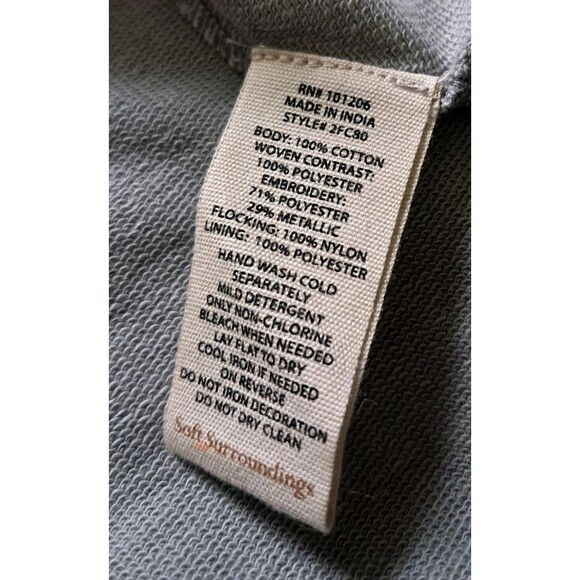 Soft Surroundings Long Jacket Womens Medium Gray Purple Grandeur Embroidery Boho - Picture 13 of 15